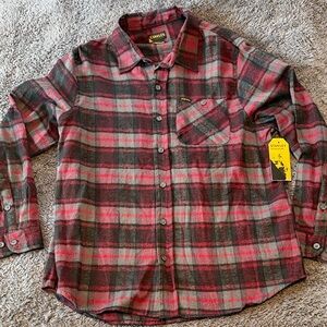 Stanley Red and Green Plaid Casual Button Down Shirt